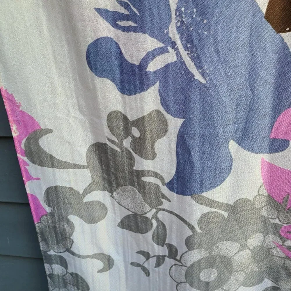 Large Off White Pink Gray Burgundy Floral Infinity Scarf